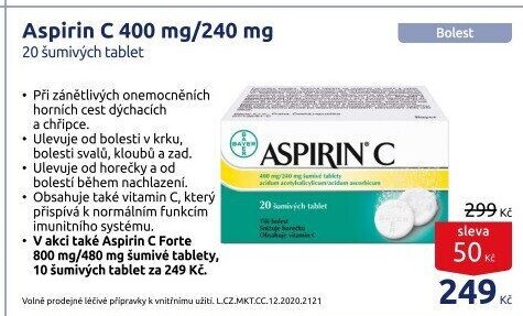 Šumivé tablety proti chřipce a nachlazení Aspirin C Bayer