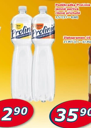 Ochucená voda Poděbradka Prolinie