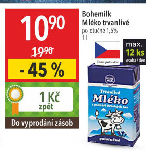 Mléko trvanlivé Bohemilk - 1,5% polotučné