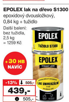 Dvousložkový lak na dřevo + tužidlo Epolex s1300