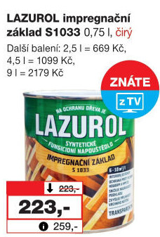 Impregnační základ na dřevo Lazurol