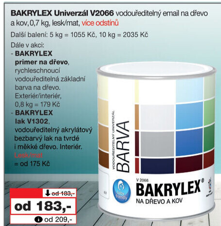 Lak univerzální na dřevo lesk Bakrylex Barvy a laky Hostivař