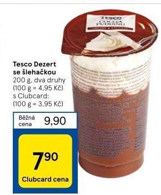 Dezert pudink se šlehačkou Tesco
