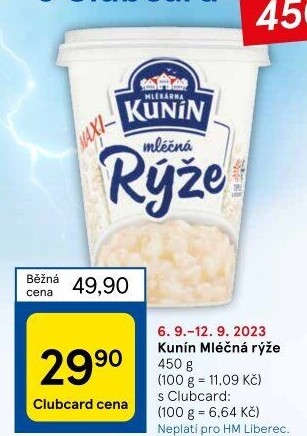 Mléčná rýže Mlékárna Kunín