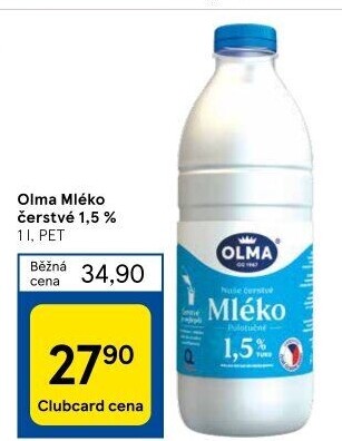 Mléko čerstvé Olma - 1,5% polotučné