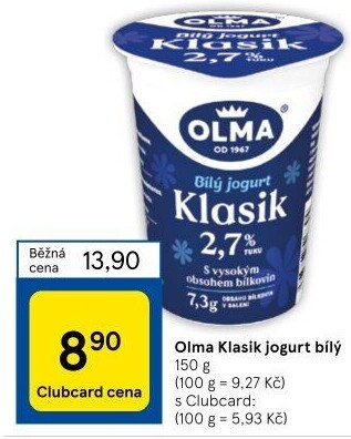 Bílý jogurt Klasik Olma