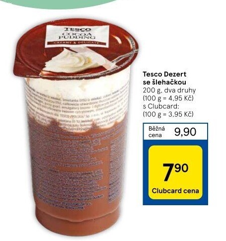 Dezert pudink se šlehačkou Tesco