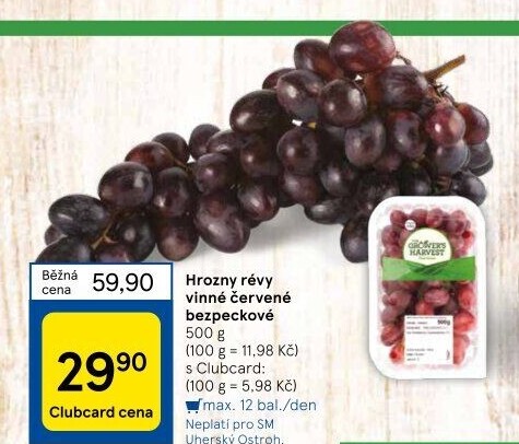 Hrozny červené bezsemenné The Grower'