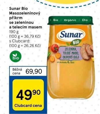 Masozeleninový příkrm bio Sunar