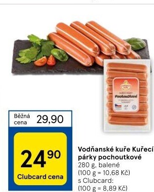 Párky kuřecí pochoutkové Vodňanské kuře