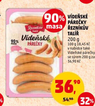 Vídeňské párečky Řezníkův talíř