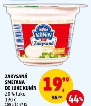Zakysaná smetana de luxe Mlékárna Kunín 20%