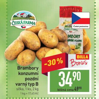 Brambory konzumní pozdní Česká farma
