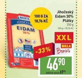 Sýr Eidam Jihočeský 30% Madeta