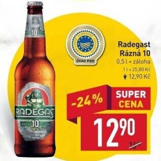 Pivo světlé výčepní Rázná 10° Radegast