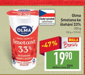 Smetana ke šlehání Olma 33%
