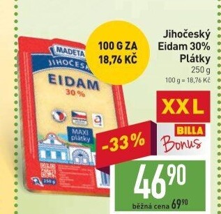 Sýr Eidam Jihočeský 30% Madeta