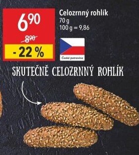 Celozrnný rohlík