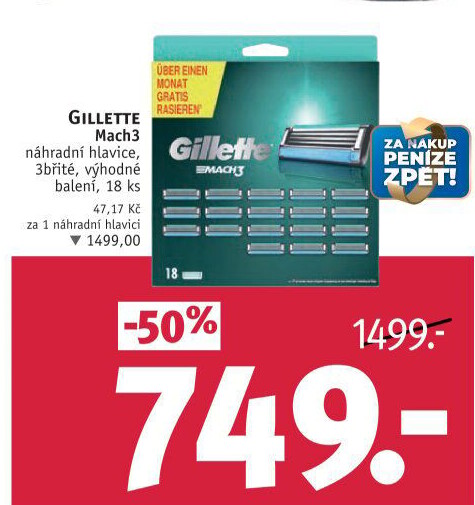 Náhradní hlavice pánské Mach 3 Gillette