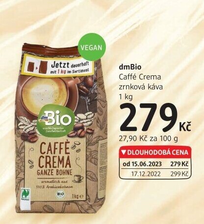 Zrnková káva Caffé Crema dm Bio