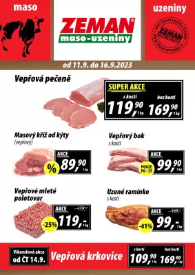 akční leták ZEMAN maso - uzeniny 11.9.2023-16.9.2023