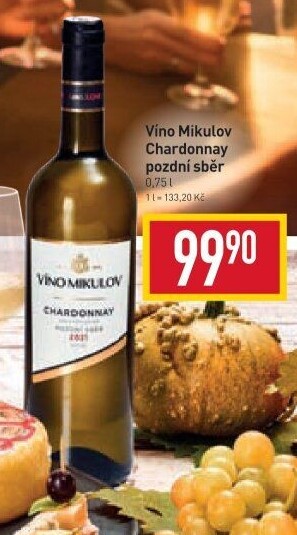 Víno Chardonnay Víno Mikulov - pozdní sběr