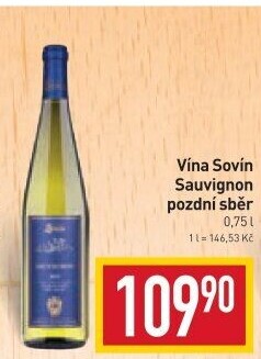 Víno Sauvignon Vinný sklep Sovín - pozdní sběr