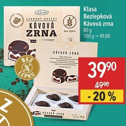 Kávová zrna Klasa Pekárny a cukrárny Klatovy