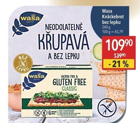 Knäckebrot bez lepku Wasa