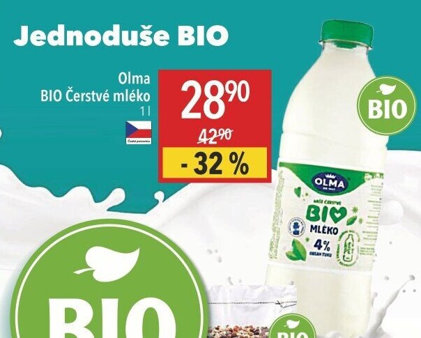 Mléko čerstvé Bio Olma - 3,5% plnotučné