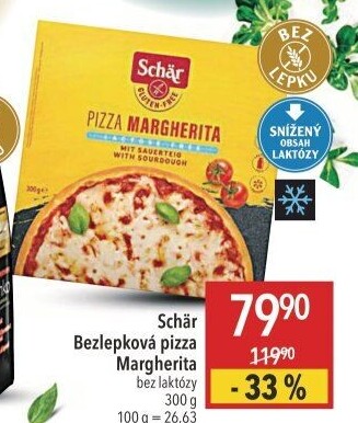 Pizza mražená bez lepku a laktózy Schär