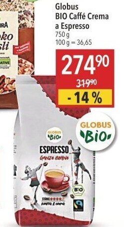 Zrnková káva Espresso Bio Globus