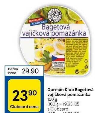Bagetová vajíčková pomazánka Gurmán klub