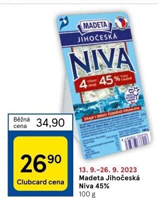 Sýr Niva Jihočeská 50% Madeta