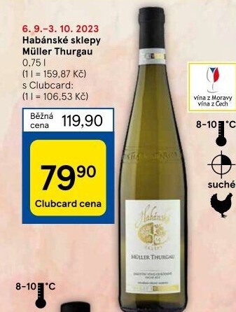 Víno Müller Thurgau Habánské sklepy