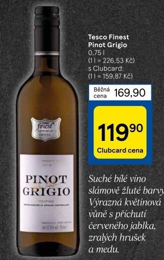 Víno Pinot Grigio Tesco Finest