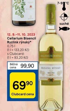 Víno Ryzlink rýnský Cellarium Bisencii Zámecké vinařství Bzenec