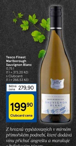Víno Sauvignon Blanc Marlborough Tesco Finest