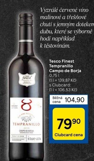 Víno Tempranillo Campo de Borja Tesco Finest