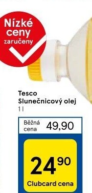 Slunečnicový olej Tesco