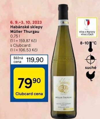 Víno Müller Thurgau Habánské sklepy