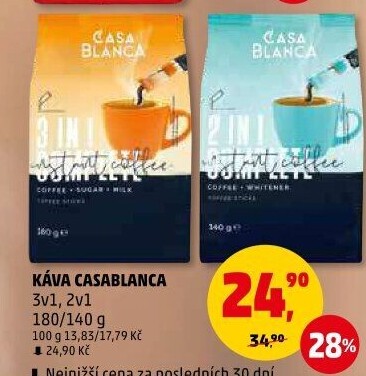 Instantní káva porcovaná 3v1 Casablanca