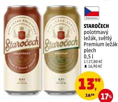 Pivo polotmavý ležák Staročech