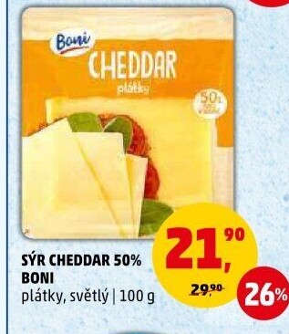 Sýr Cheddar 50% Boni