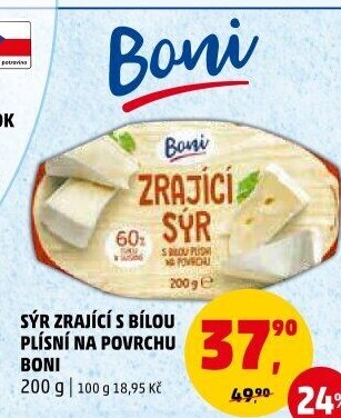 Sýr zrající s bílou plísní na povrchu Boni