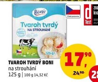 Tvaroh tvrdý na strouhání Boni