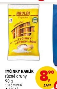 Tyčinky trvanlivé se sýrem a solí Havlík