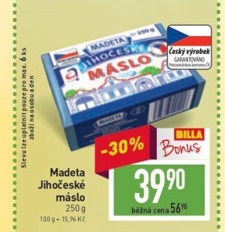 Máslo Jihočeské Madeta