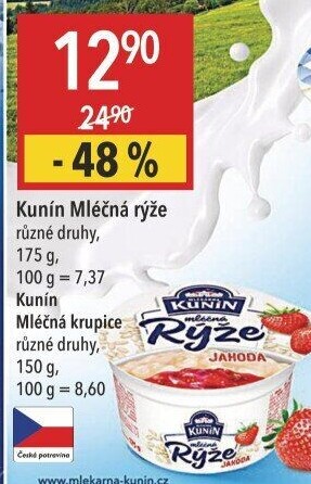 Mléčná rýže Mlékárna Kunín