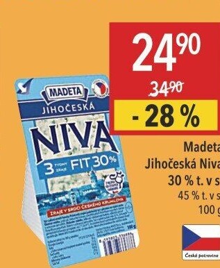 Sýr Niva Fit Jihočeská 30% Madeta